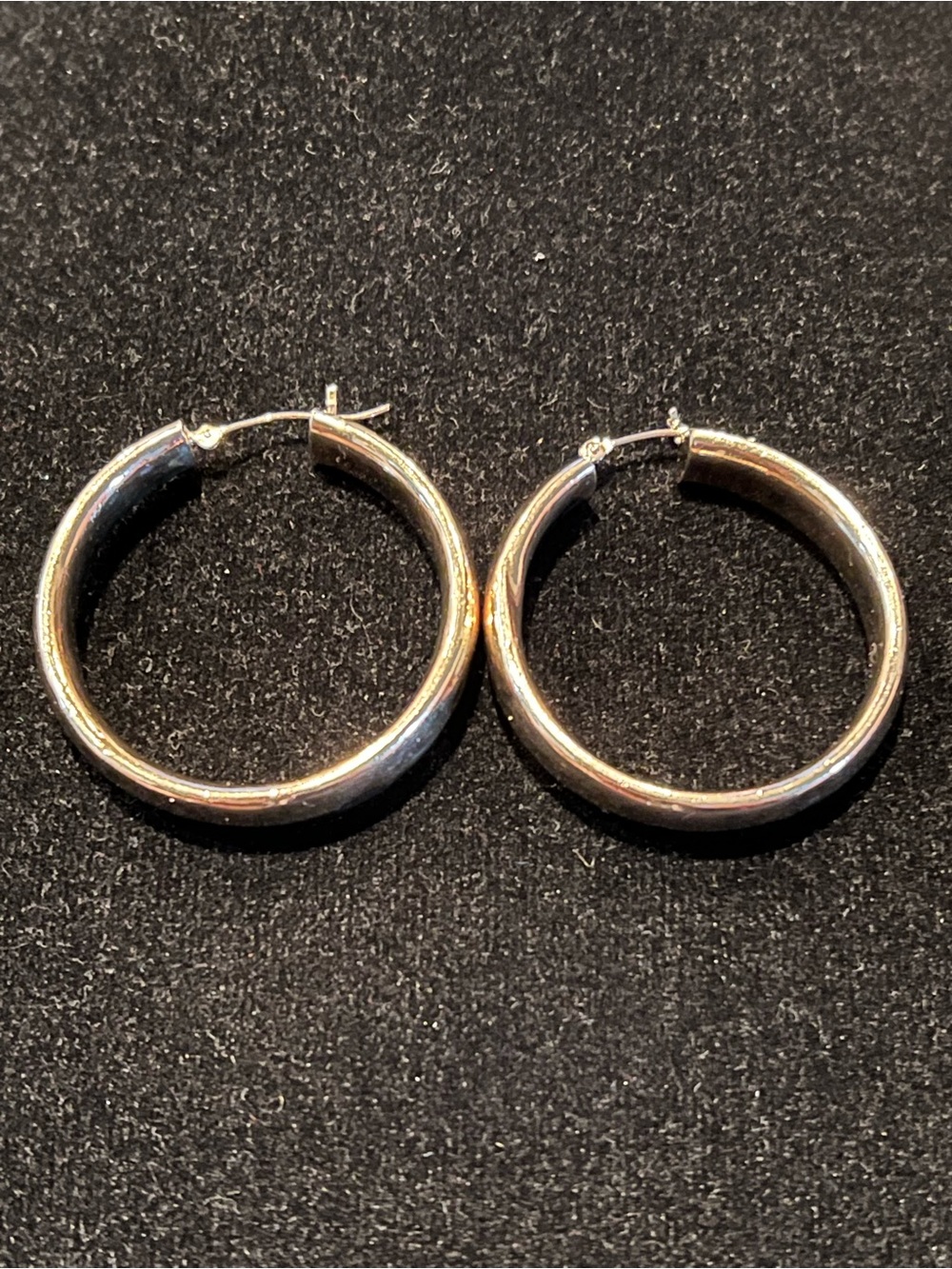 14K Yellow Gold Hollow Snap Bar Hoop Earrings 1.5” 6.5 Grams